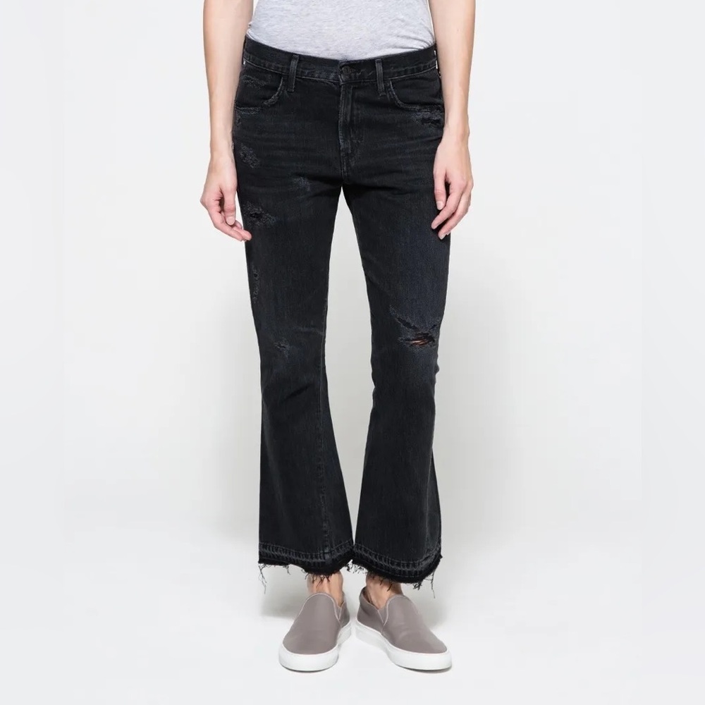 Citizens Of Humanity Premium Vintage Sasha Twist Crop Flare Black Jeans